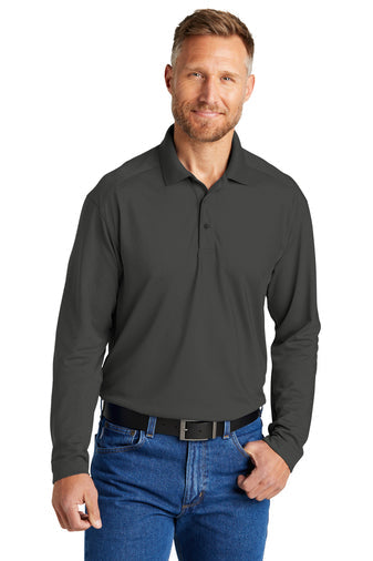 CornerStone Select Lightweight Snag-Proof Long Sleeve Polo with custom logo embroidery