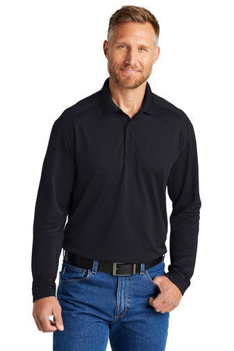 CornerStone Select Lightweight Snag-Proof Long Sleeve Polo with custom logo embroidery