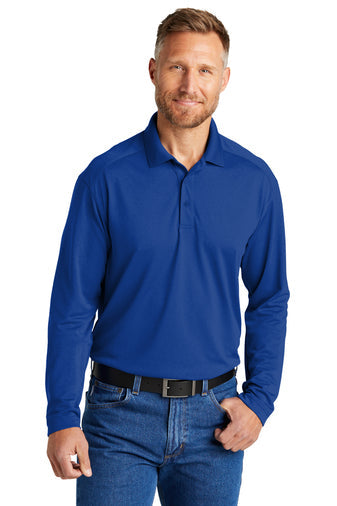 CornerStone Select Lightweight Snag-Proof Long Sleeve Polo with custom logo embroidery
