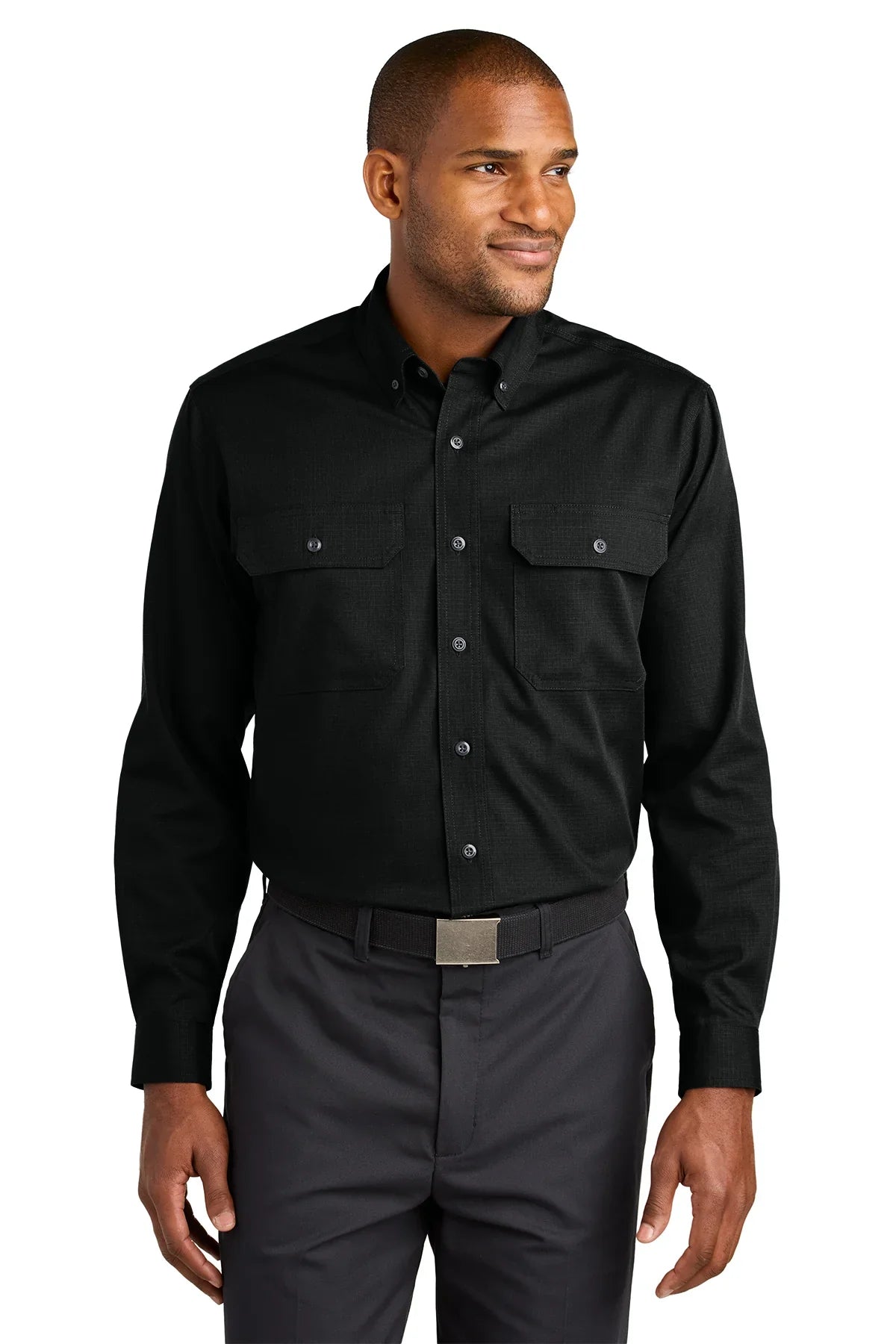 CornerStone Long Sleeve Select Ripstop Shirt with custom logo embroidery