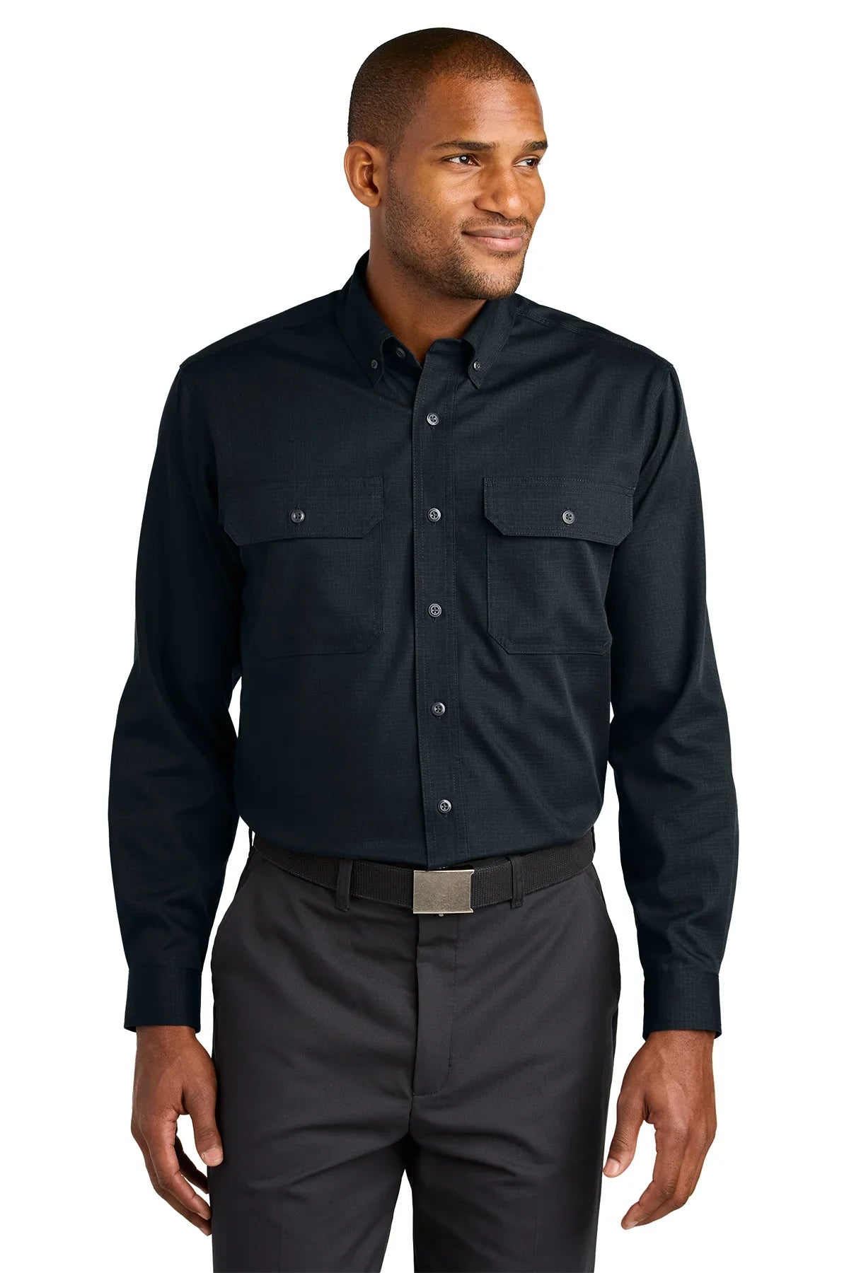 CornerStone Long Sleeve Select Ripstop Shirt with custom logo embroidery