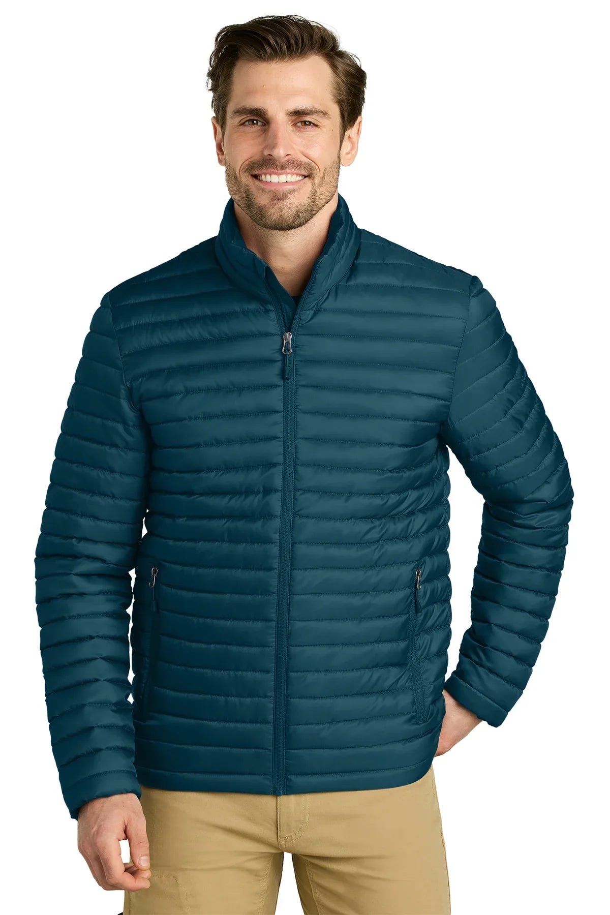 Eddie Bauer Packable Quilted Full-Zip with custom logo embroidery