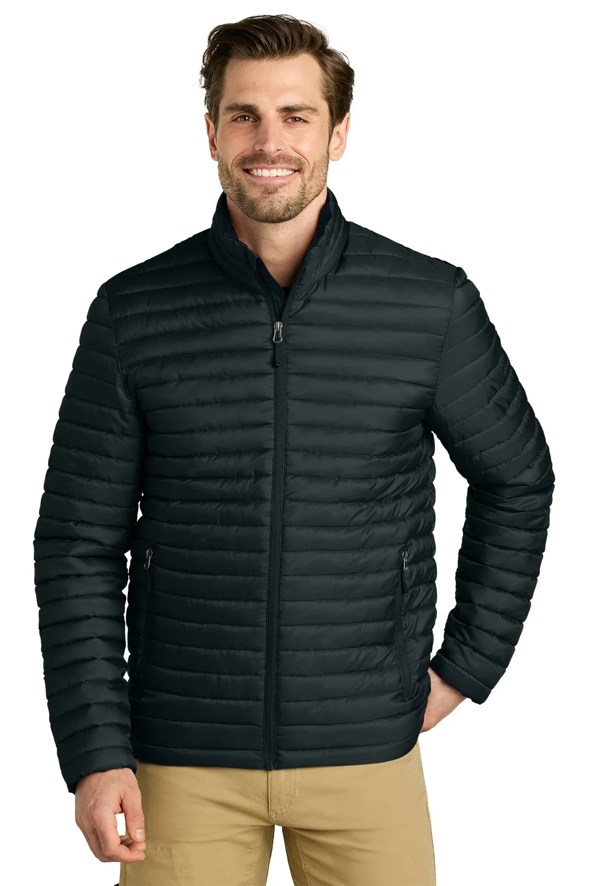 Eddie Bauer Packable Quilted Full-Zip with custom logo embroidery