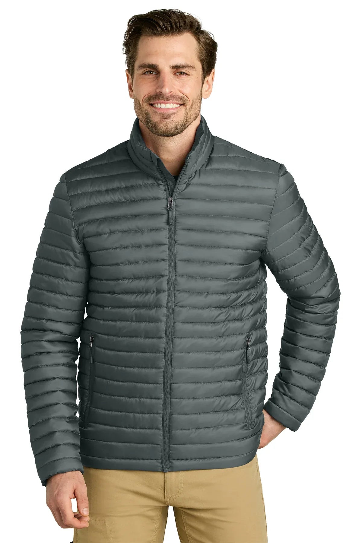 Eddie Bauer Packable Quilted Full-Zip with custom logo embroidery
