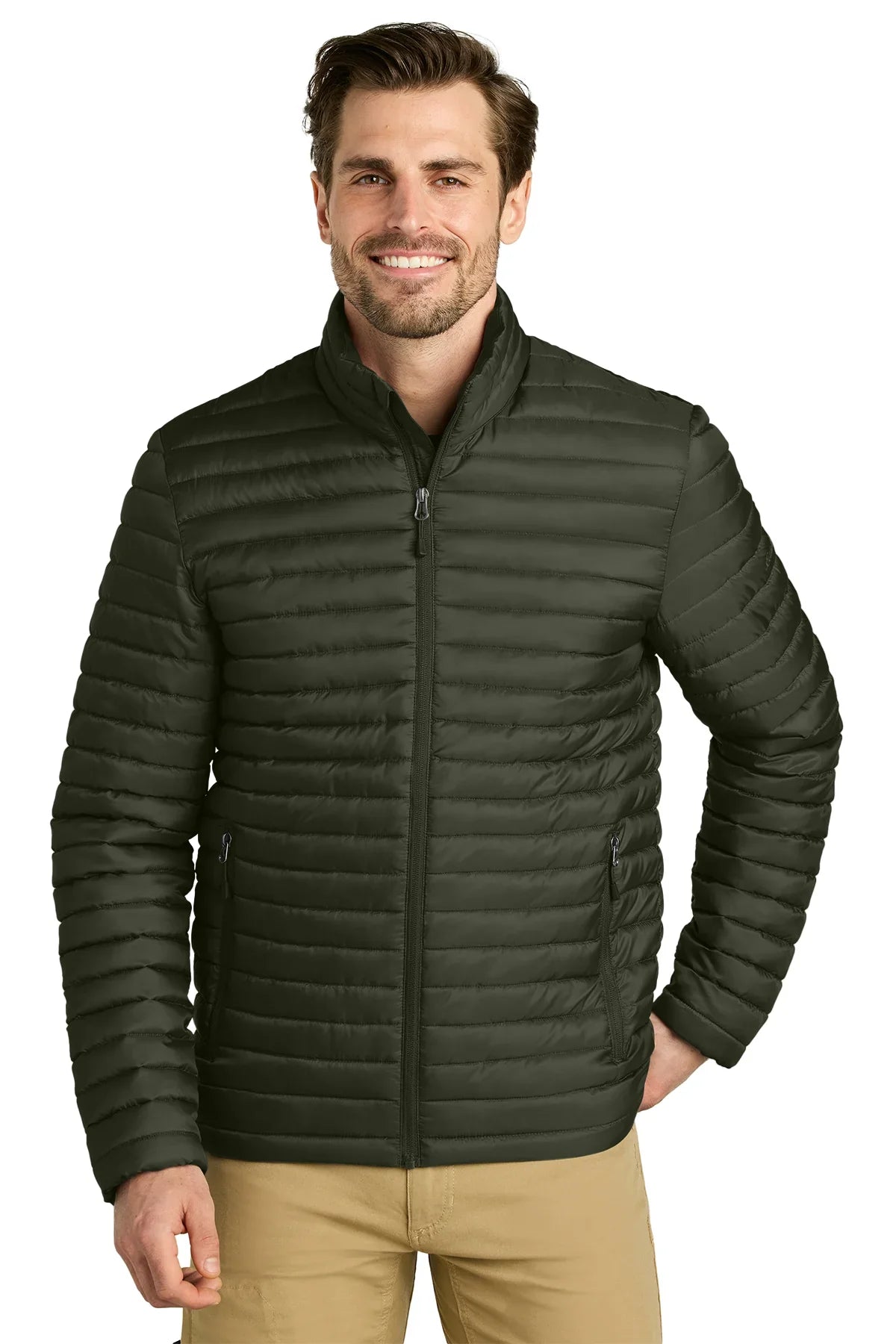 Eddie Bauer Packable Quilted Full-Zip with custom logo embroidery