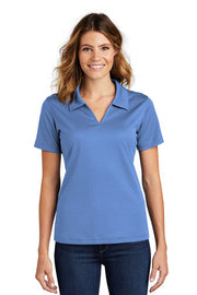 Sport-Tek Ladies Dri-Mesh V-Neck Polo with custom logo embroidery