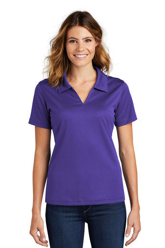 Sport-Tek Ladies Dri-Mesh V-Neck Polo with custom logo embroidery