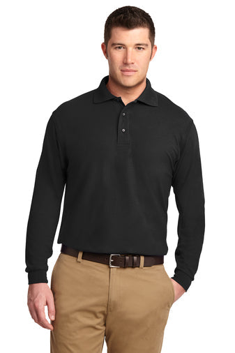 Port Authority Silk Touch Long Sleeve Polo with custom logo embroidery