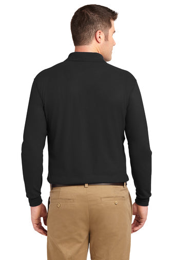 Port Authority Silk Touch Long Sleeve Polo with custom logo embroidery