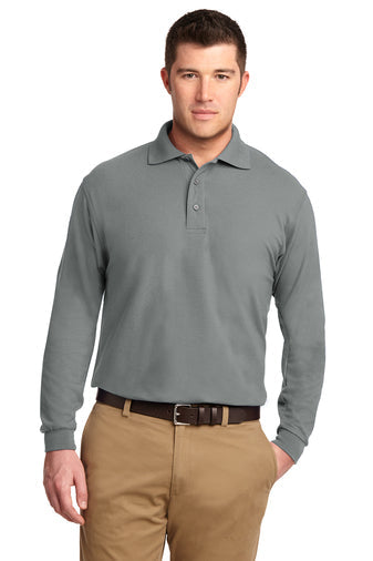 Port Authority Silk Touch Long Sleeve Polo with custom logo embroidery