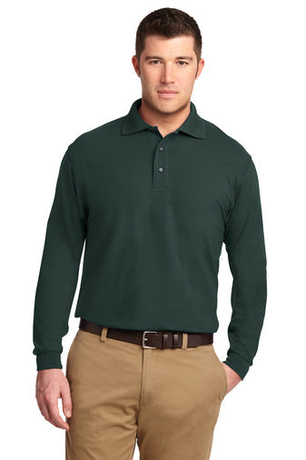 Port Authority Silk Touch Long Sleeve Polo with custom logo embroidery