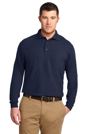 Port Authority Silk Touch Long Sleeve Polo with custom logo embroidery