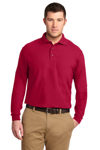 Port Authority Silk Touch Long Sleeve Polo with custom logo embroidery