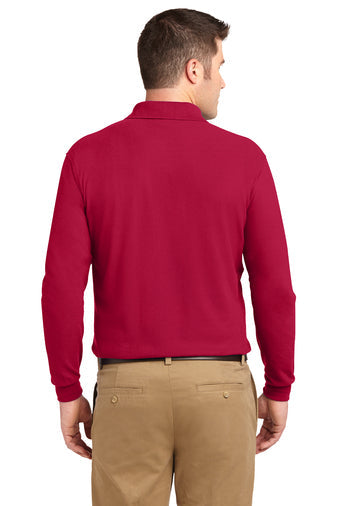 Port Authority Silk Touch Long Sleeve Polo with custom logo embroidery