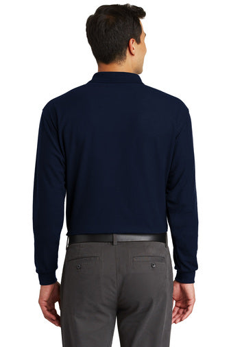 Port Authority Silk Touch Long Sleeve Polo with Pocket with custom logo embroidery
