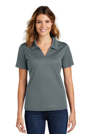 Sport-Tek Ladies Dri-Mesh V-Neck Polo with custom logo embroidery