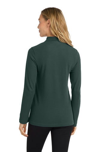 Port Authority Ladies Silk Touch Long Sleeve Polo with custom logo embroidery