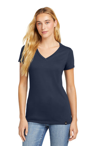 New Era Ladies Heritage Blend V-Neck Tee with custom logo embroidery