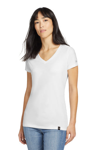 New Era Ladies Heritage Blend V-Neck Tee with custom logo embroidery