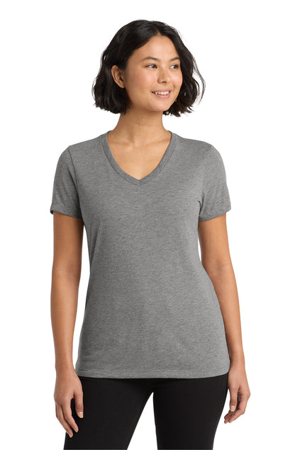 Allmade Women’s Tri-Blend V-Neck Tee with custom logo embroidery