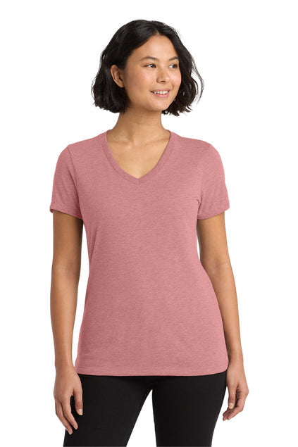 Allmade Women’s Tri-Blend V-Neck Tee with custom logo embroidery