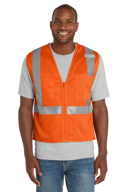 CornerStone ANSI 107 Class 2 Mesh Zippered Vest with custom logo embroidery