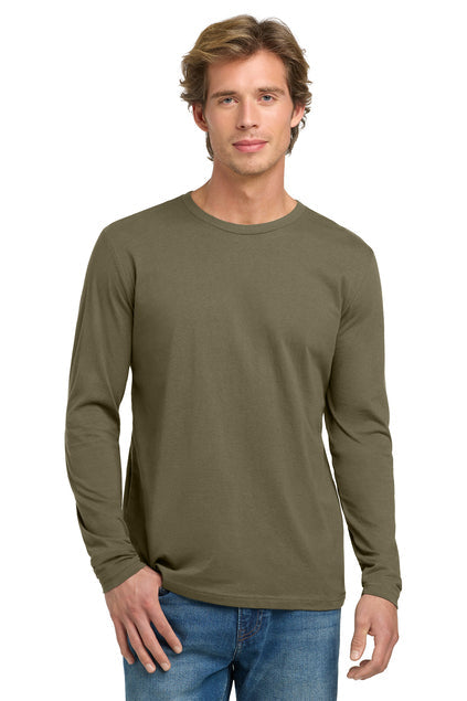Next Level Apparel Cotton Long Sleeve Tee with custom logo embroidery