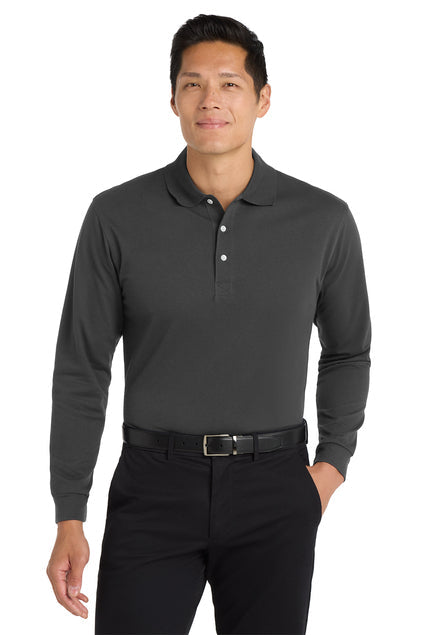 Port Authority Rapid Dry Long Sleeve Polo with custom logo embroidery