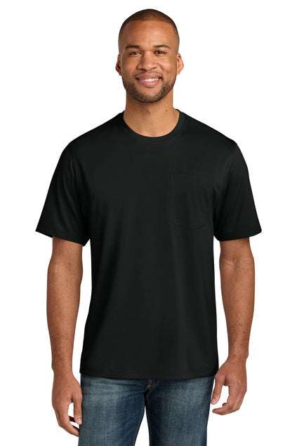 CornerStone Workwear Pro Short Sleeve Pocket Tee with custom logo embroidery