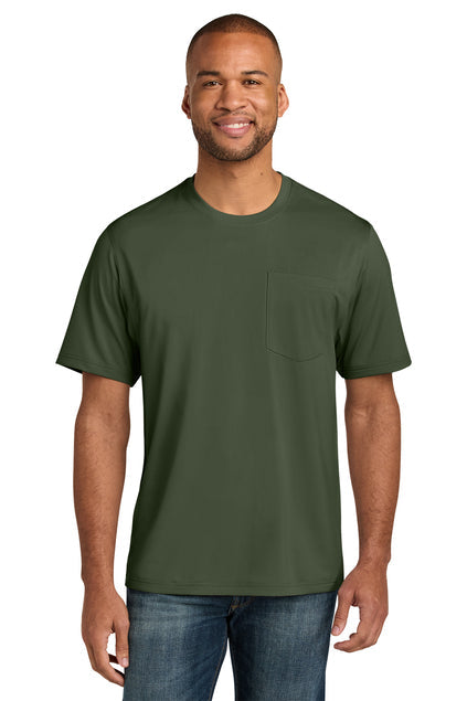CornerStone Workwear Pro Short Sleeve Pocket Tee with custom logo embroidery