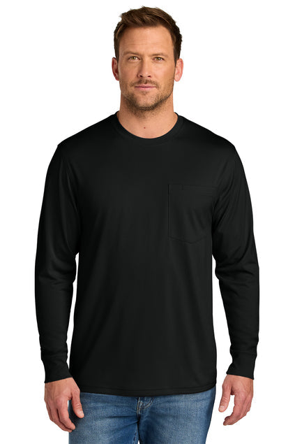 CornerStone Workwear Pro Long Sleeve Pocket Tee with custom logo embroidery