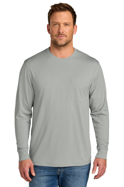 CornerStone Workwear Pro Long Sleeve Pocket Tee with custom logo embroidery