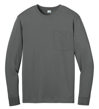 CornerStone Workwear Pro Long Sleeve Pocket Tee with custom logo embroidery