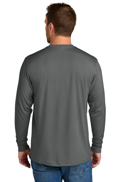 CornerStone Workwear Pro Long Sleeve Pocket Tee with custom logo embroidery