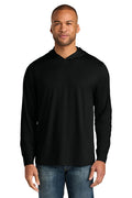 CornerStone Workwear Pro Long Sleeve Hooded Tee with custom logo embroidery