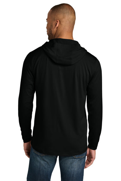 CornerStone Workwear Pro Long Sleeve Hooded Tee with custom logo embroidery