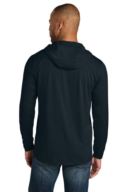 CornerStone Workwear Pro Long Sleeve Hooded Tee with custom logo embroidery