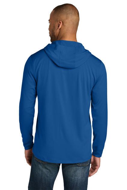 CornerStone Workwear Pro Long Sleeve Hooded Tee with custom logo embroidery