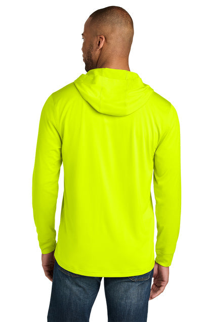CornerStone Workwear Pro Long Sleeve Hooded Tee with custom logo embroidery