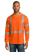 CornerStone ANSI 107 Class 3 Long Sleeve Segmented Tape Hooded Tee with custom logo embroidery