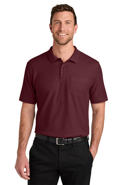Port Authority Wearever Signature Pique Pocket Polo with custom logo embroidery