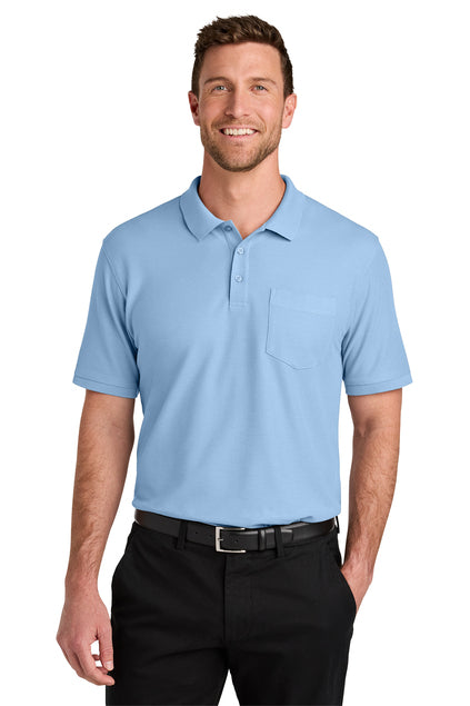 Port Authority Wearever Signature Pique Pocket Polo with custom logo embroidery