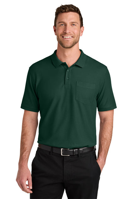 Port Authority Wearever Signature Pique Pocket Polo with custom logo embroidery