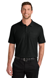 Port Authority Wearever Signature Pique Pocket Polo with custom logo embroidery