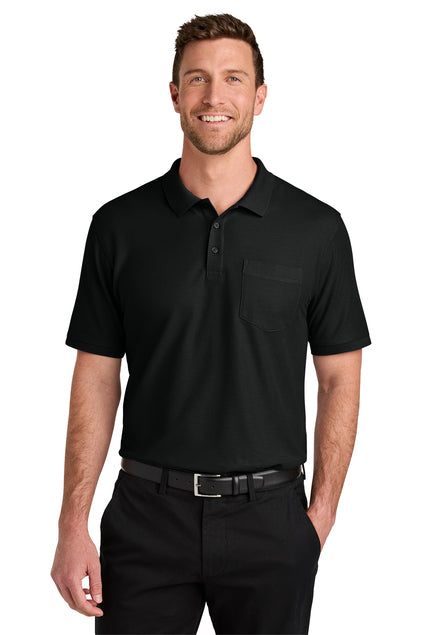 Port Authority Wearever Signature Pique Pocket Polo with custom logo embroidery