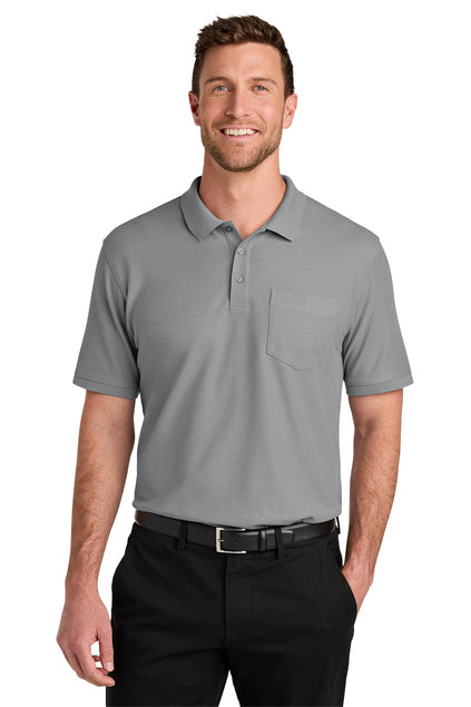 Port Authority Wearever Signature Pique Pocket Polo with custom logo embroidery