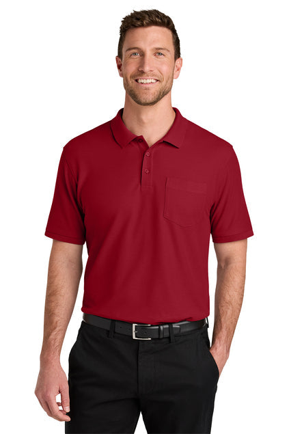 Port Authority Wearever Signature Pique Pocket Polo with custom logo embroidery
