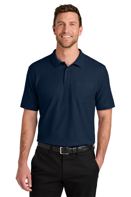 Port Authority Wearever Signature Pique Pocket Polo with custom logo embroidery