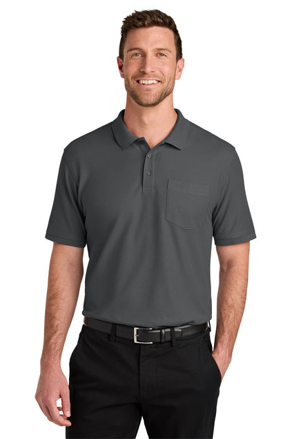 Port Authority Wearever Signature Pique Pocket Polo with custom logo embroidery