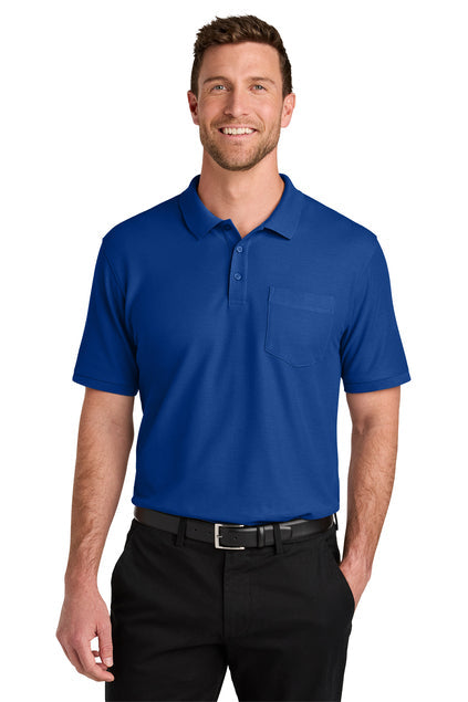 Port Authority Wearever Signature Pique Pocket Polo with custom logo embroidery
